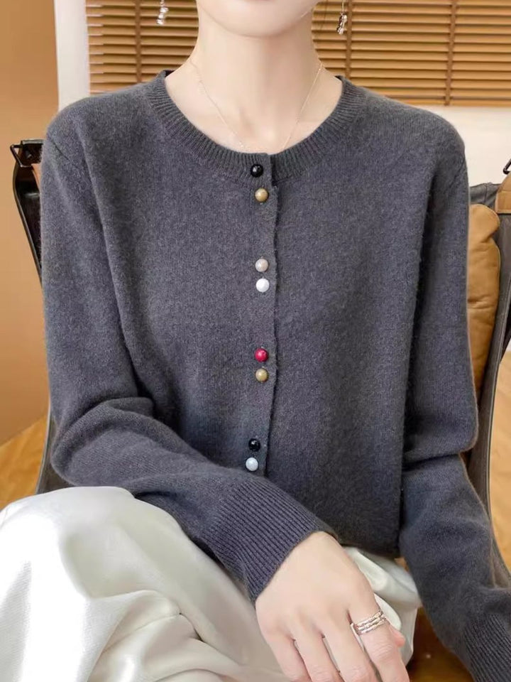 Crew Neck Solid Color Sweater