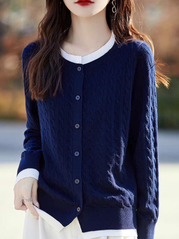 Loose Crew Neck  Splicing Top - Pink