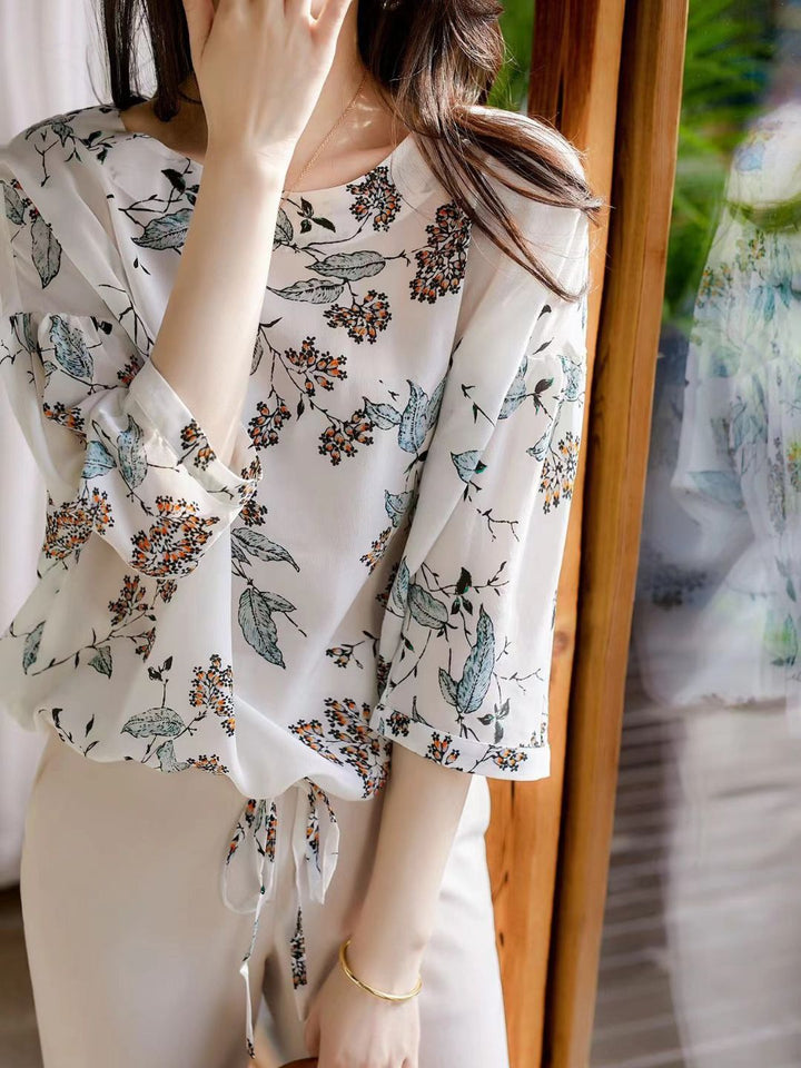 Floral Chiffon Artistic Style Shirt