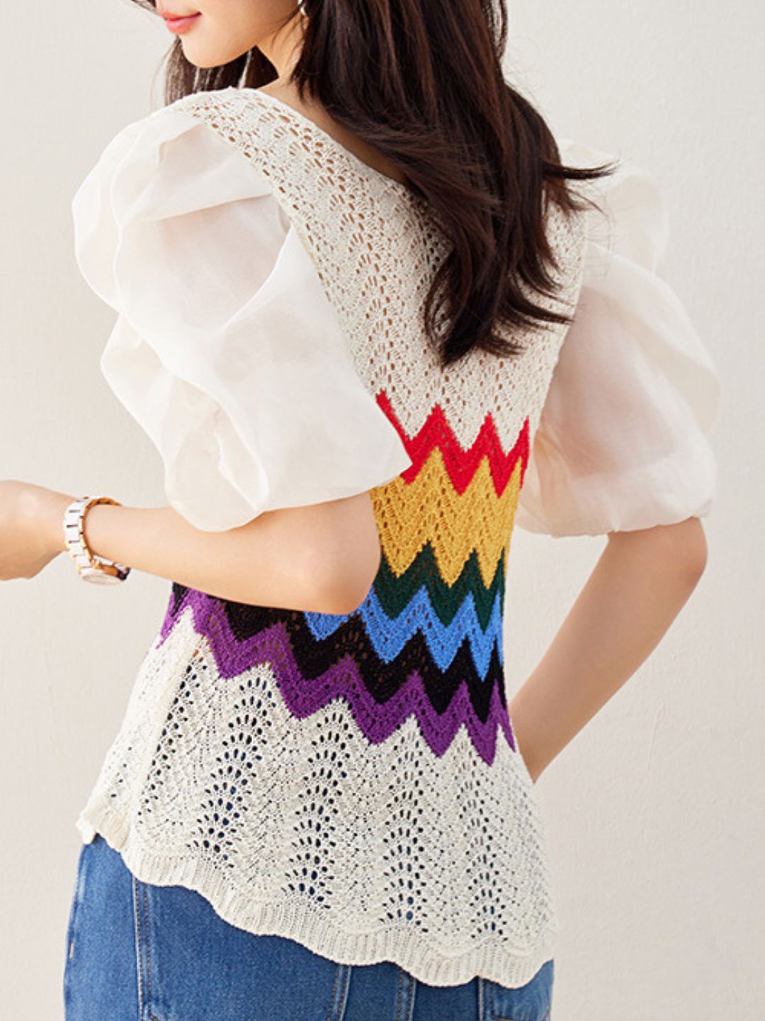 Elegant Puff Sleeve Knit Top