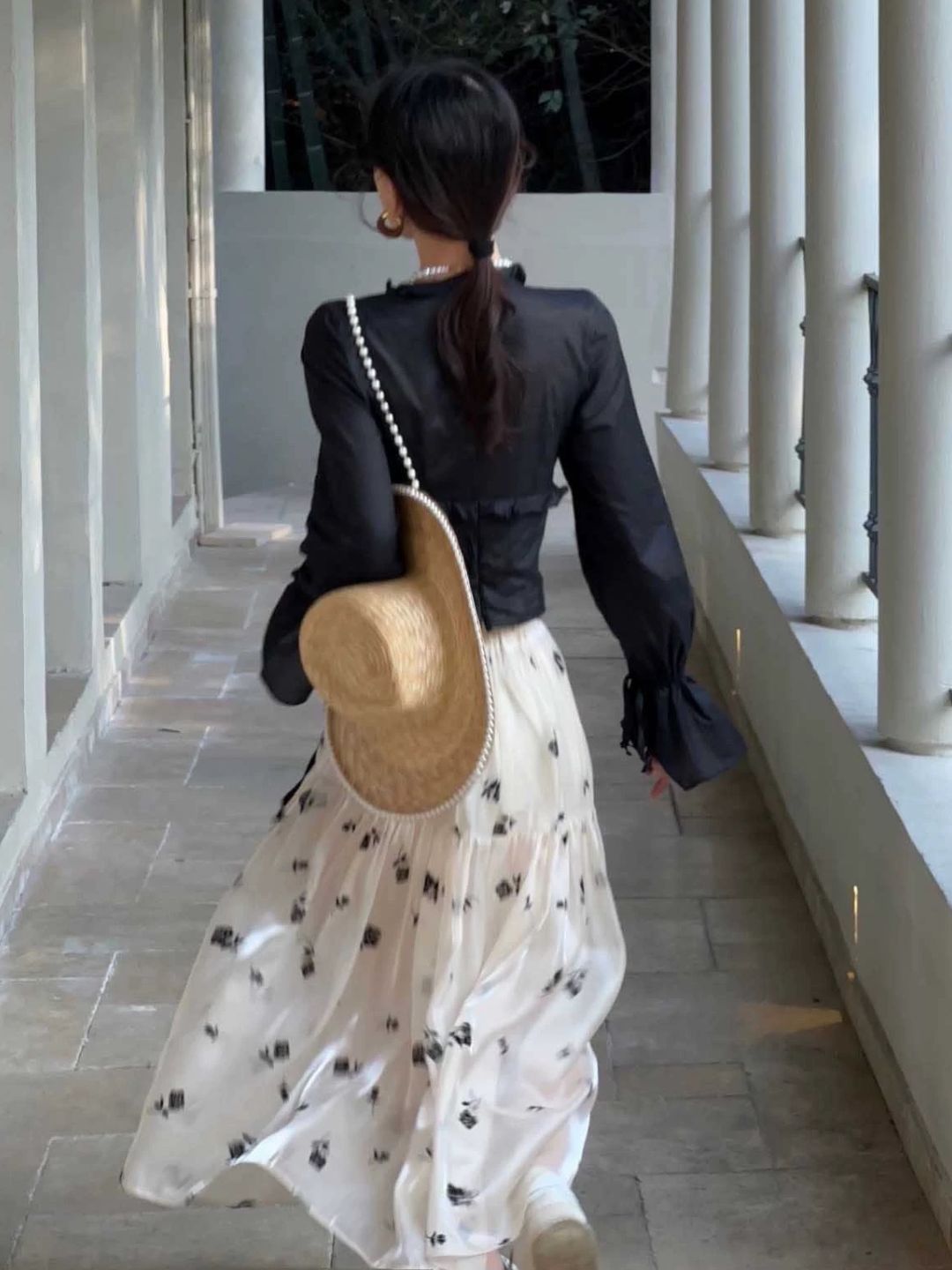 Rose Floral A-line Puff Skirt