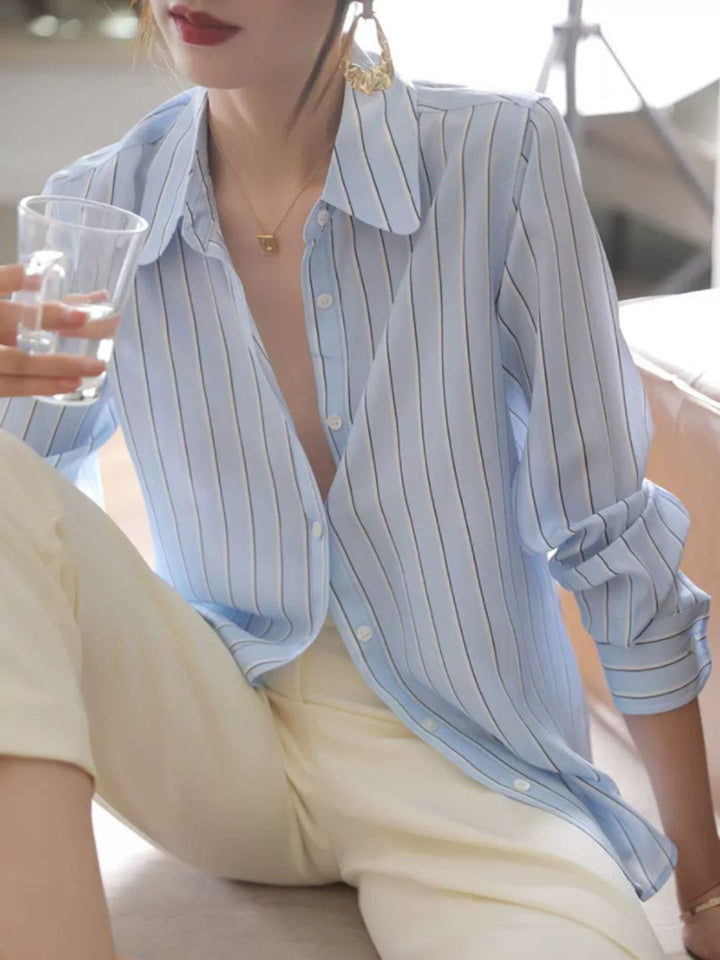 Commuter Lapel Striped Shirt