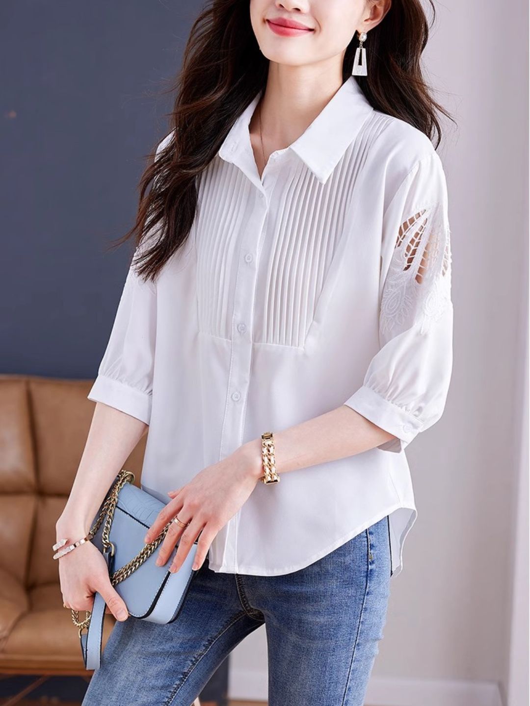 Lapel Chiffon Shirt