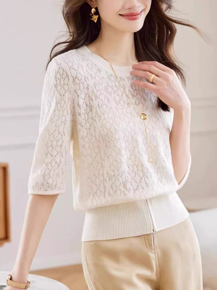 Short Cut Out Light Knit Cardigan - Pink