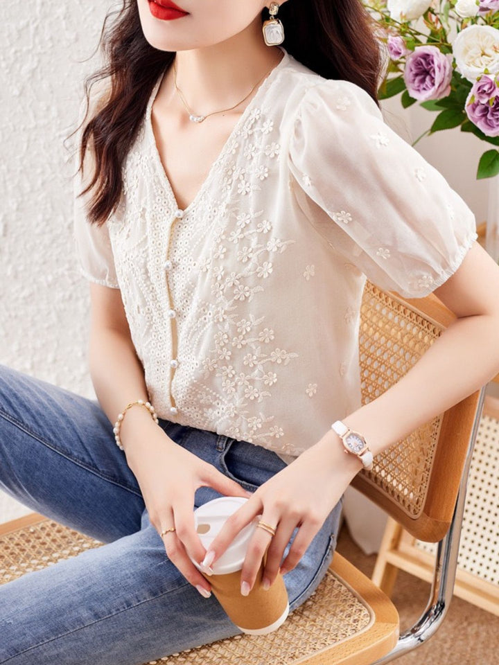 Versatile Puff Sleeve Temperament T-shirt Top