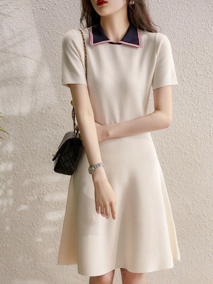 Polo Neck A-Line Knit Dress