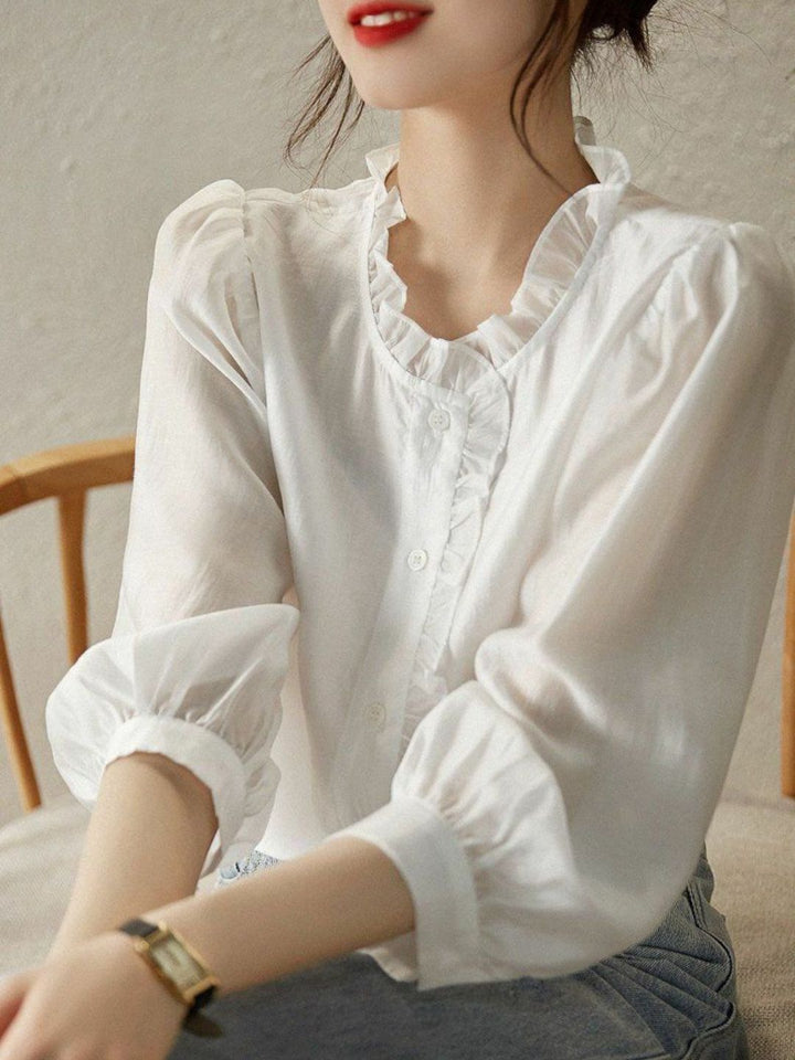 Vintage Loose Stand Collar Shirt - Green