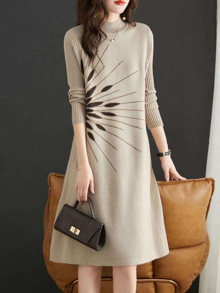 Crew Neck A-Line Sweater Dress