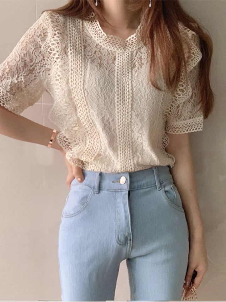 Lace Short Sleeve Shirt