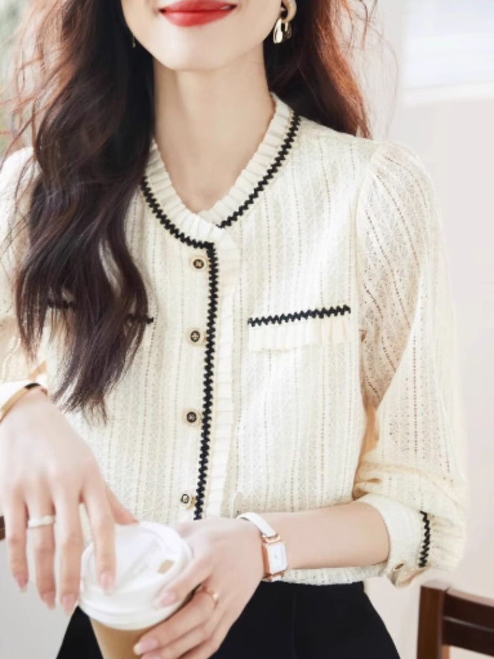 Elegant Lace Long Sleeve Shirt