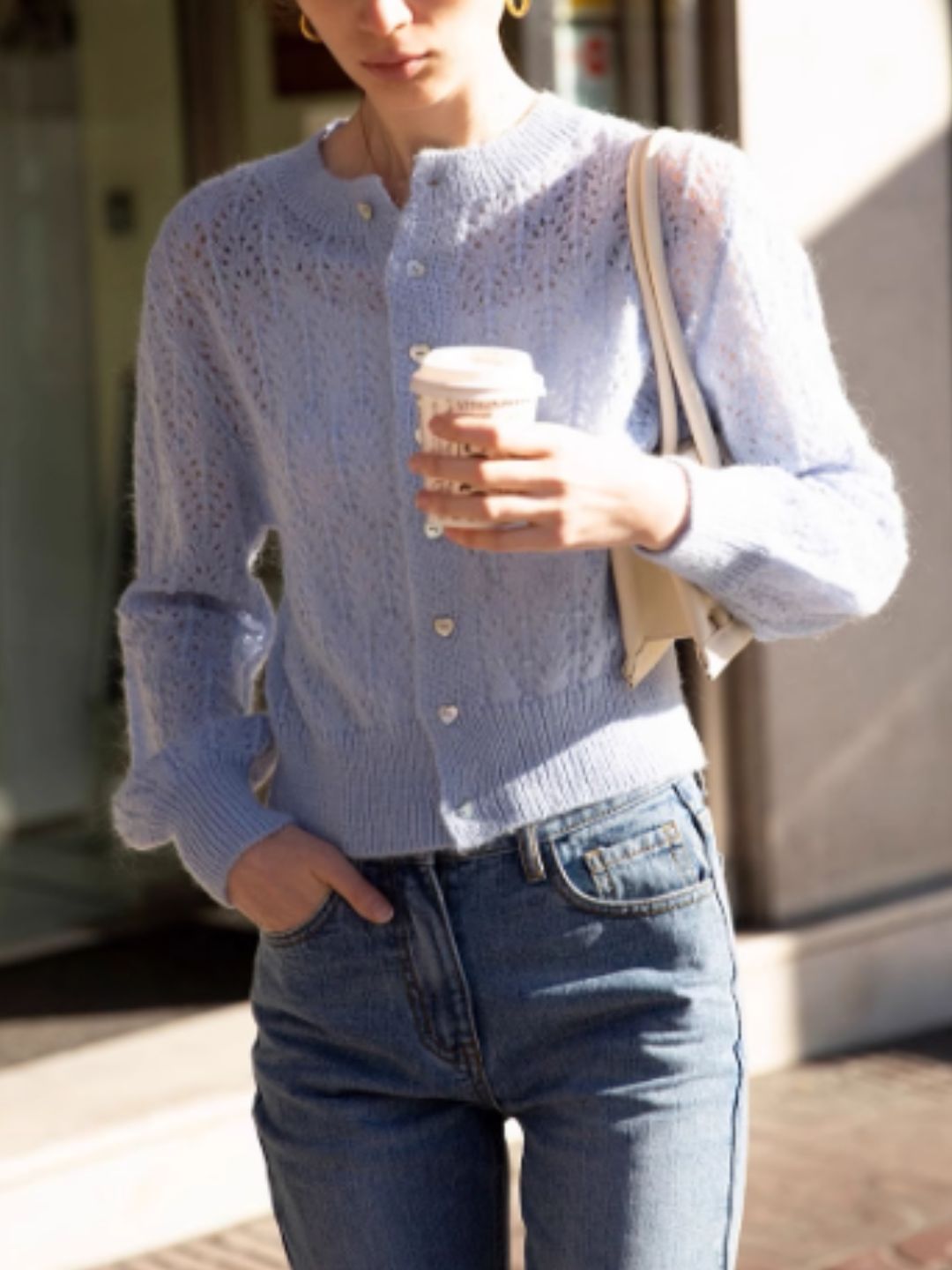 French Retro Hollow Sweater - Purple