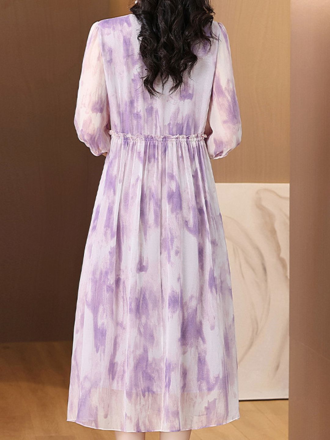 Clear Gradient Purple Print Dress