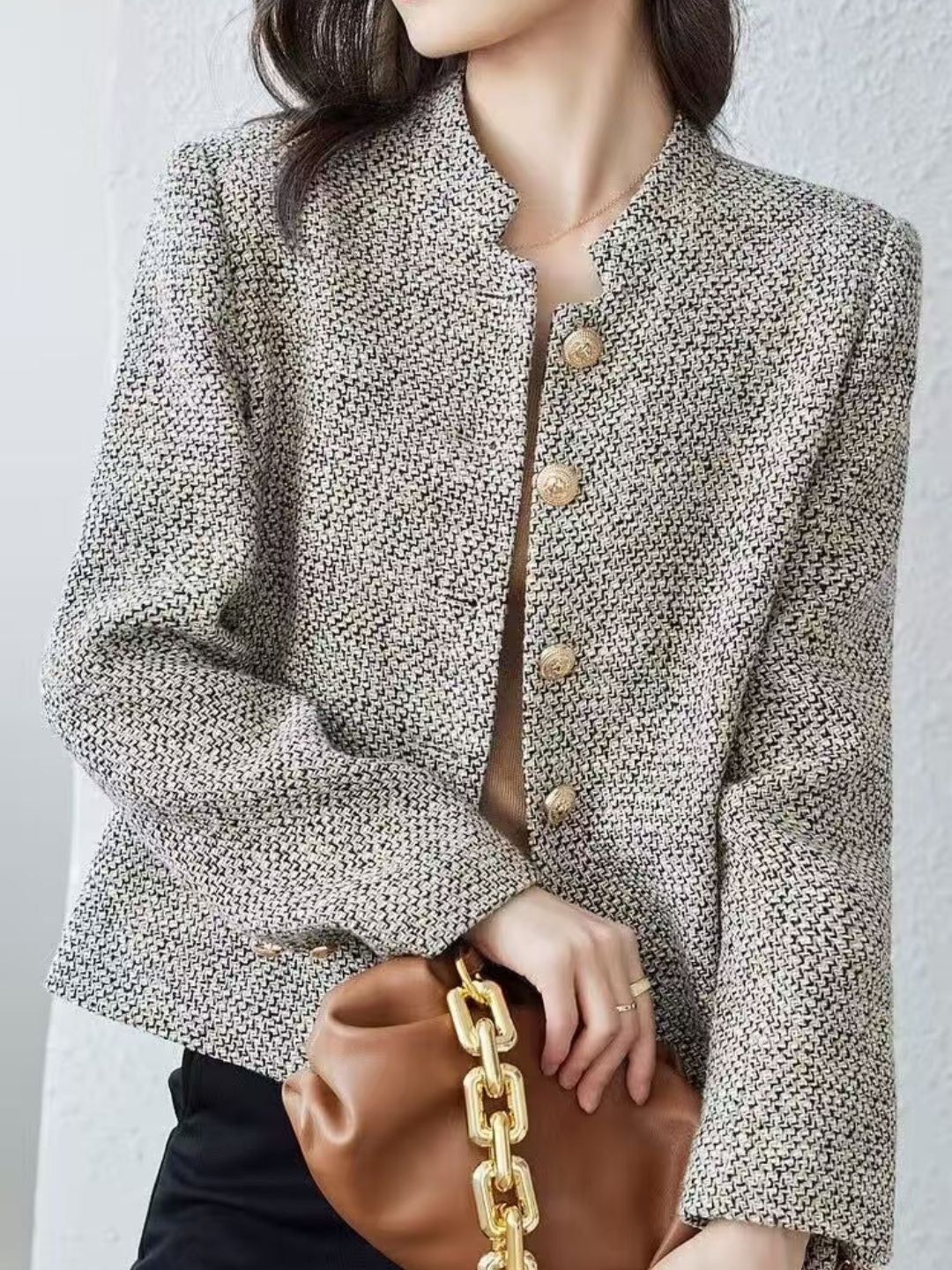 Stand Collar Temperament Short Jacket Commuter Top