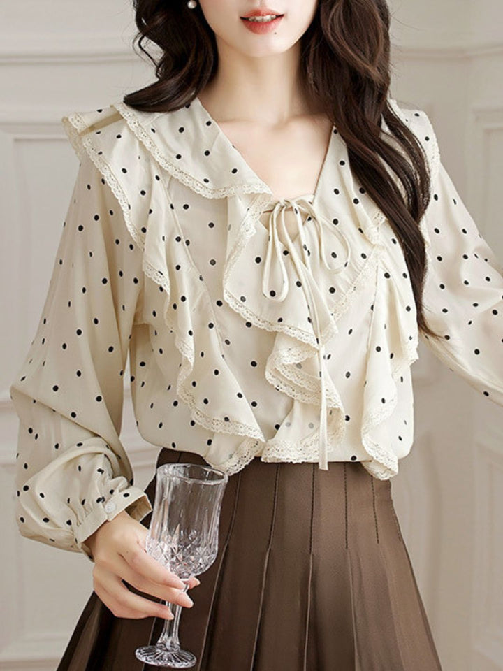 Retro Ruffled Polka Dot Top