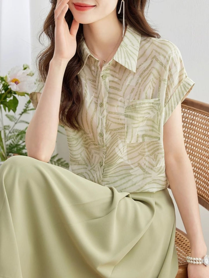 French Chiffon Shirt Floral Top