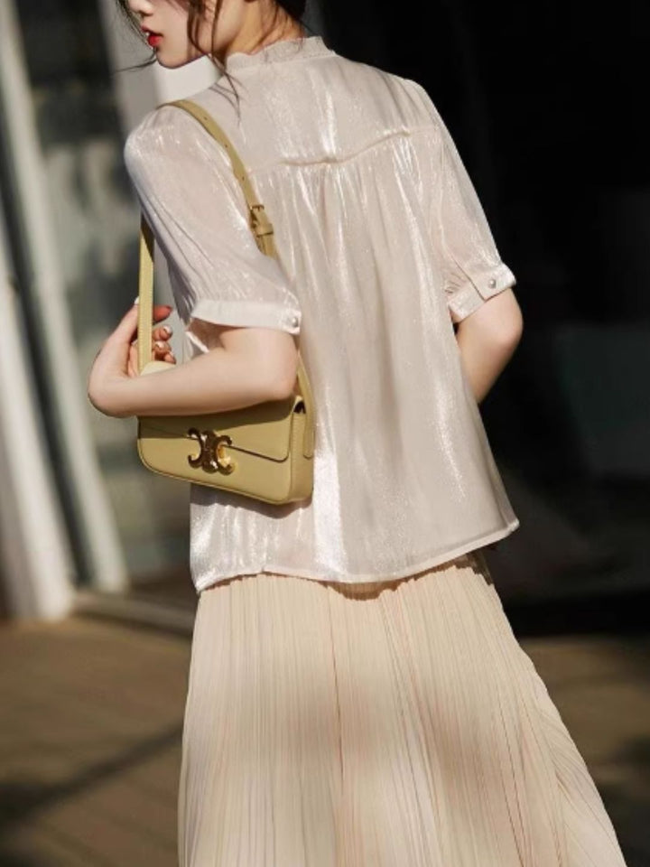 Elegant Short Sleeve Loose Shirt