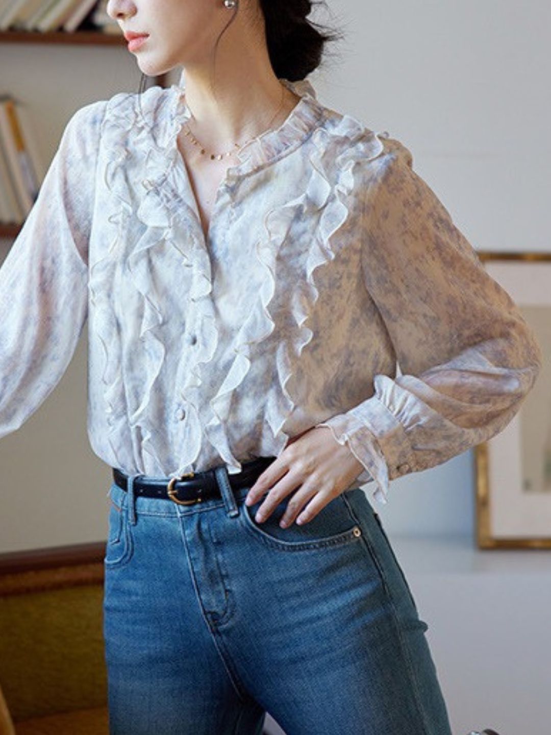 Vintage Ruffle Print Shirt