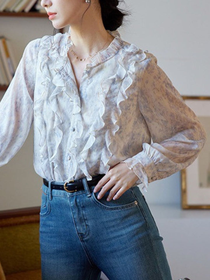 Vintage Ruffle Print Shirt
