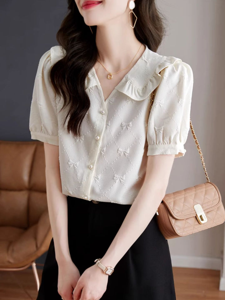 Bow Casual Chiffon Shirt Top