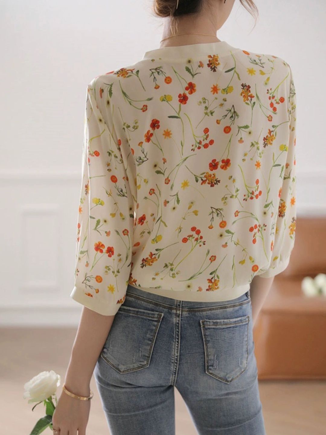 V-neck Floral Shirt