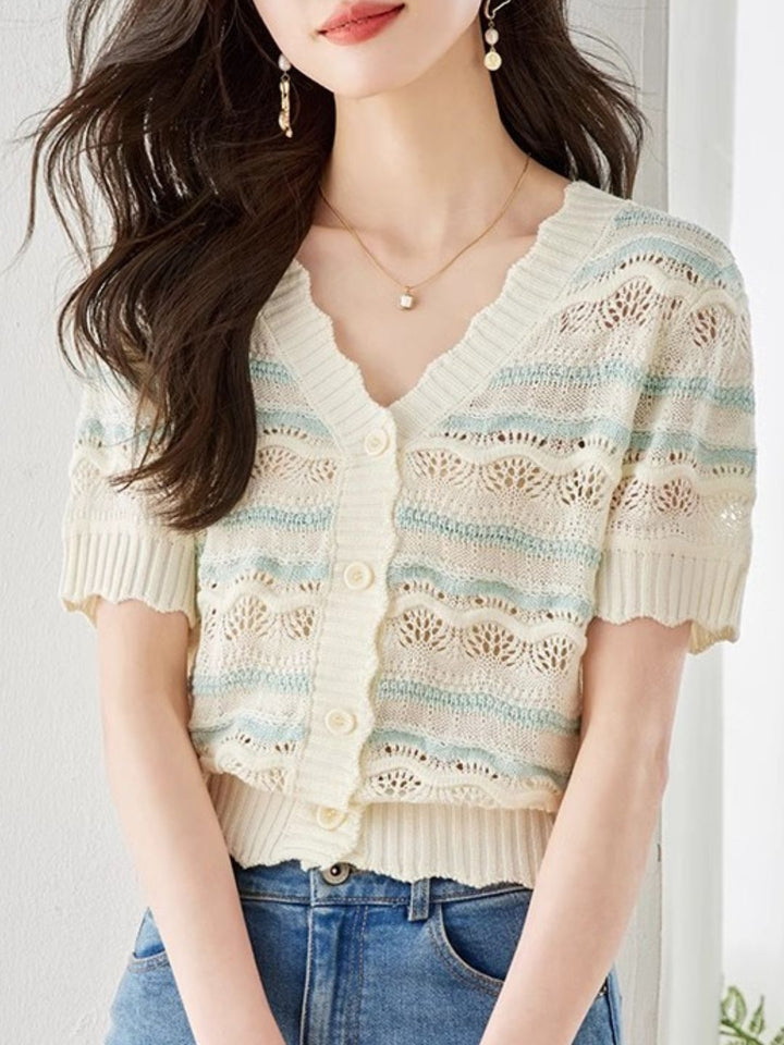 Retro Striped Short-sleeved Shirt