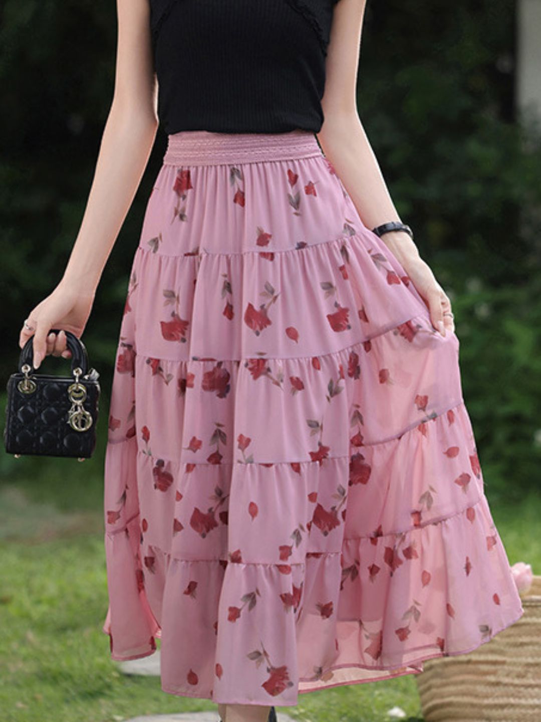 Purple Floral Skirt