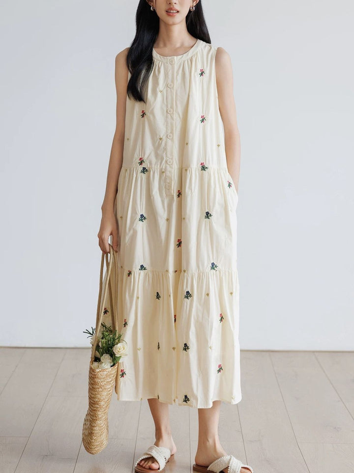 Round Neck Sleeveless A-Line Dress