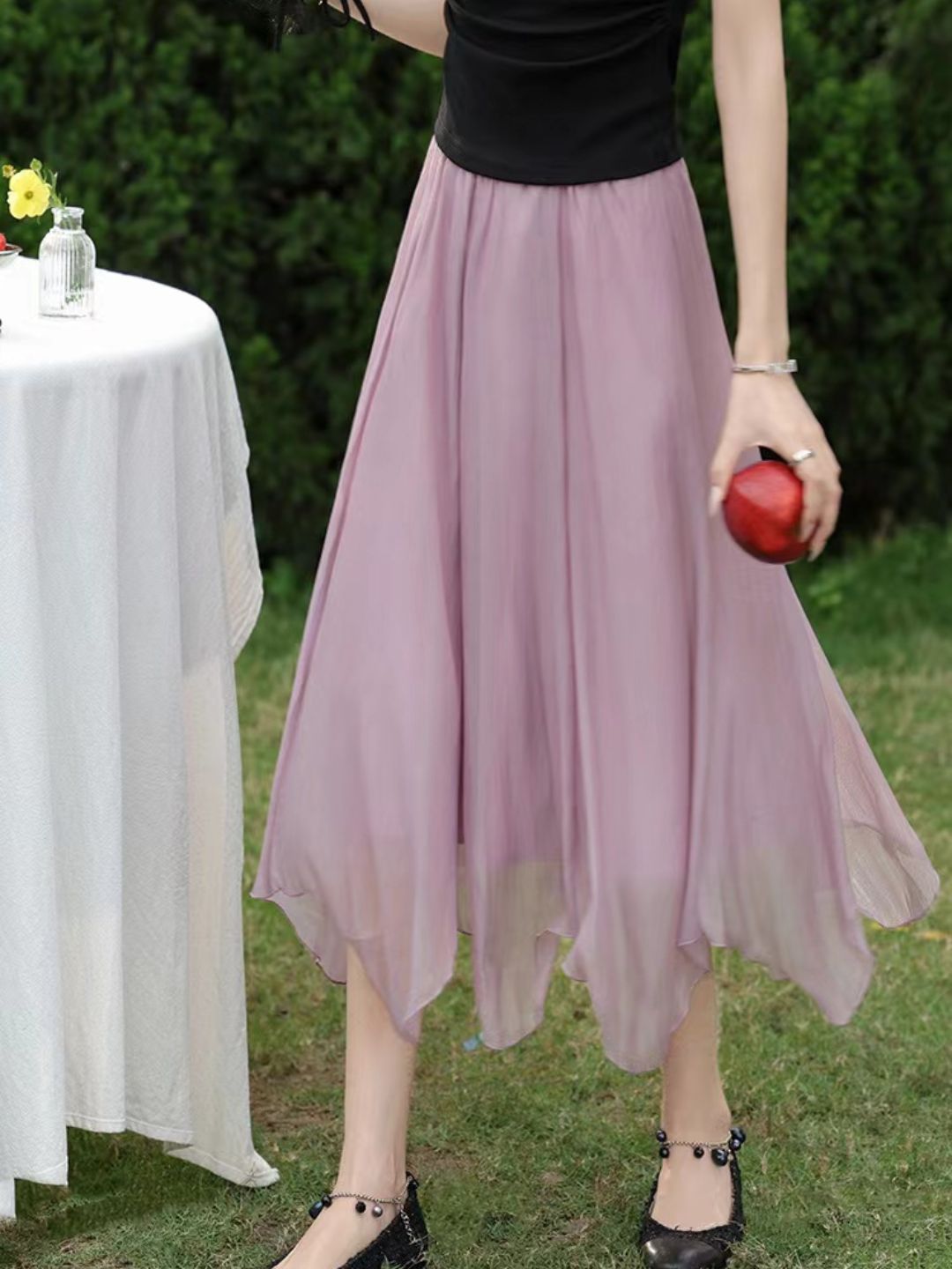 Mesh Puffy Skirt - Purple