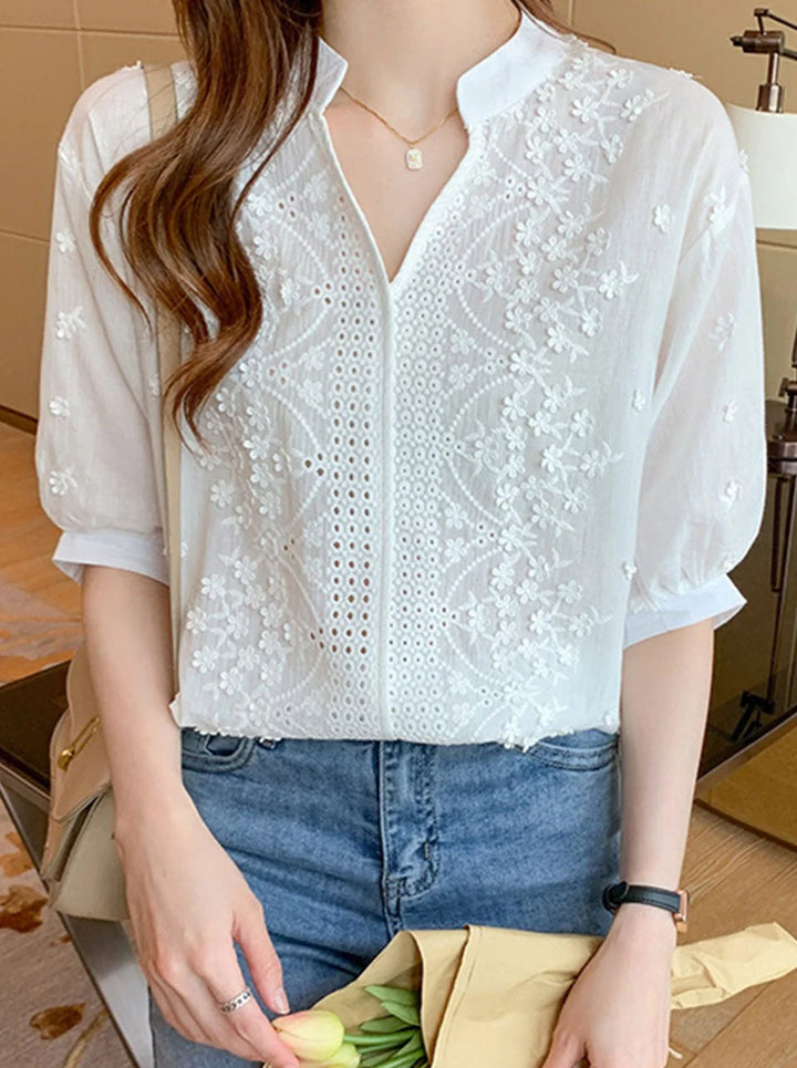 Embroidered Jacquard Lace Shirt