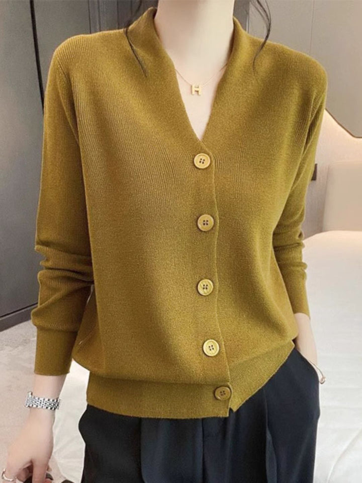 Simple Solid Color Versatile Knitted Cardigan