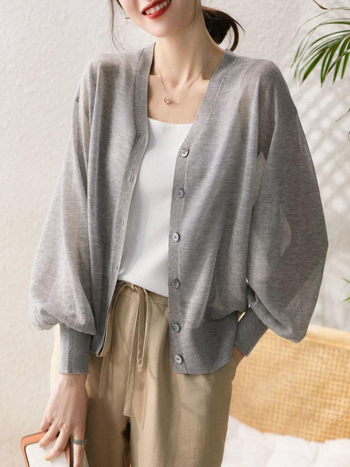 Lightweight Breathable V-Neck Knitted Cardigan