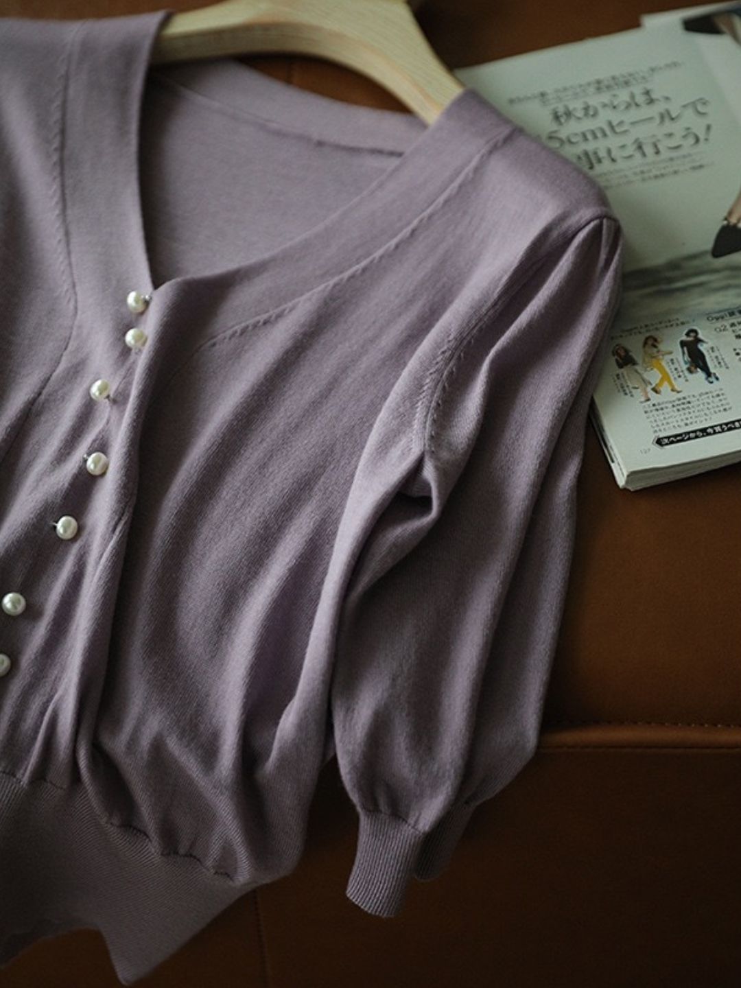 V-neck Sweater Top - Red