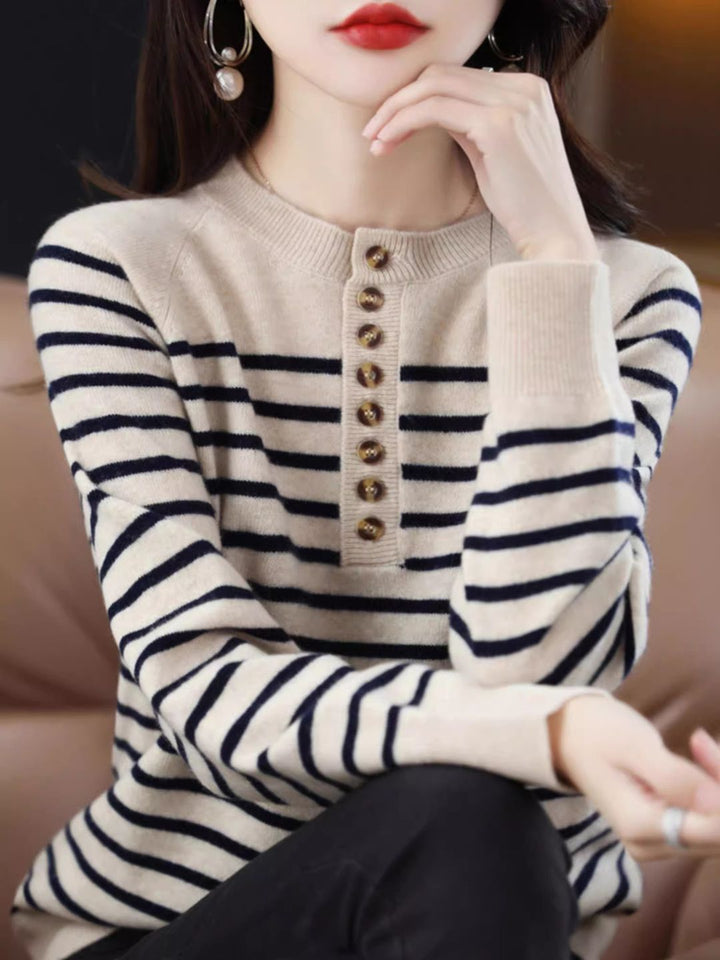 Classic Loose Crewneck Striped Sweater