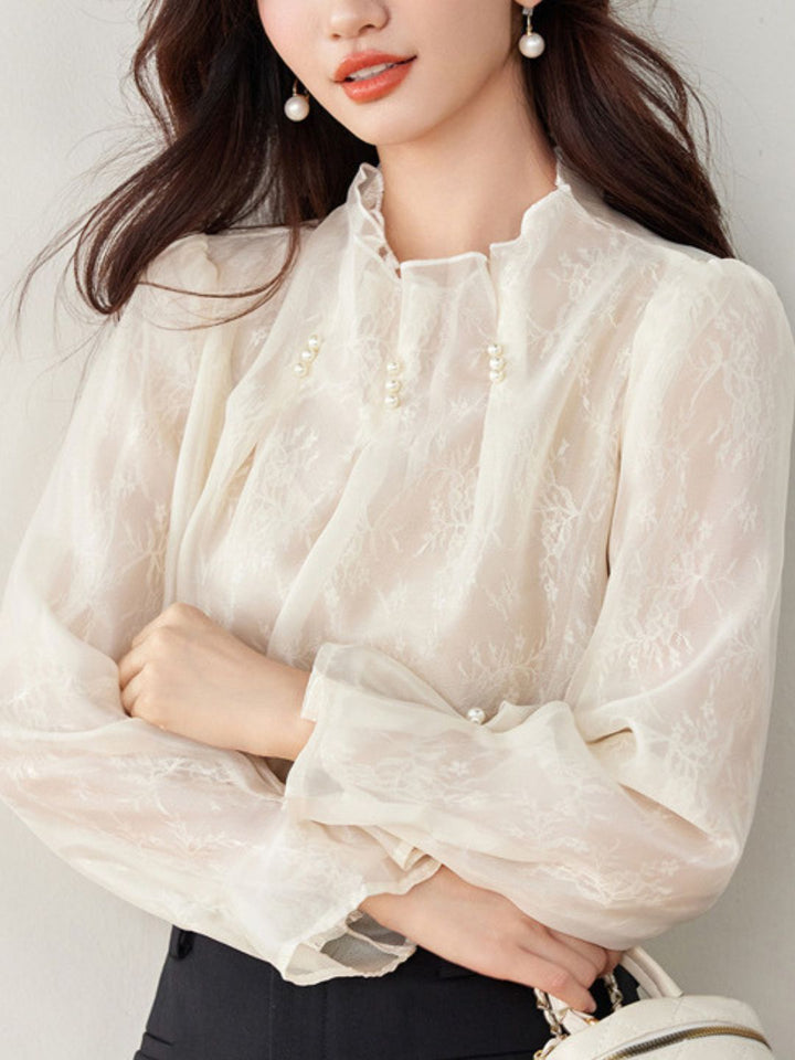 Pearl Pleated Chiffon Top