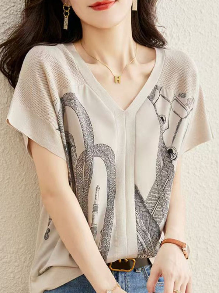 Retro Loose V-Neck Knitted Top