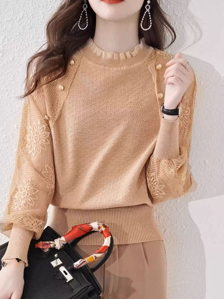 Chic Thin Lace Knitted Bottoming Sweater
