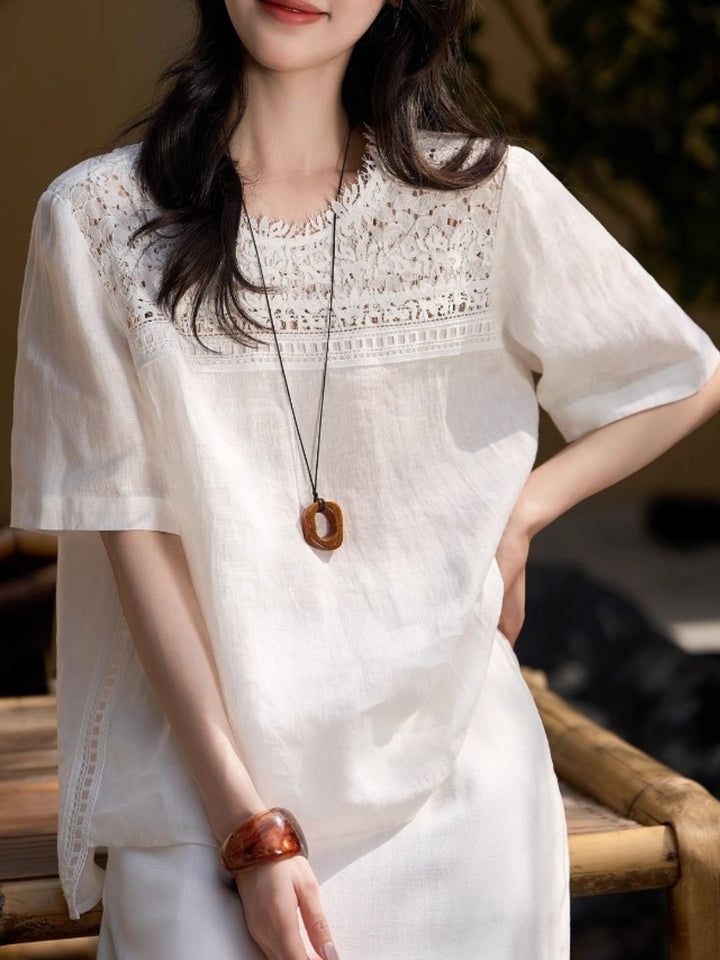 Lace Loose Crewneck Top