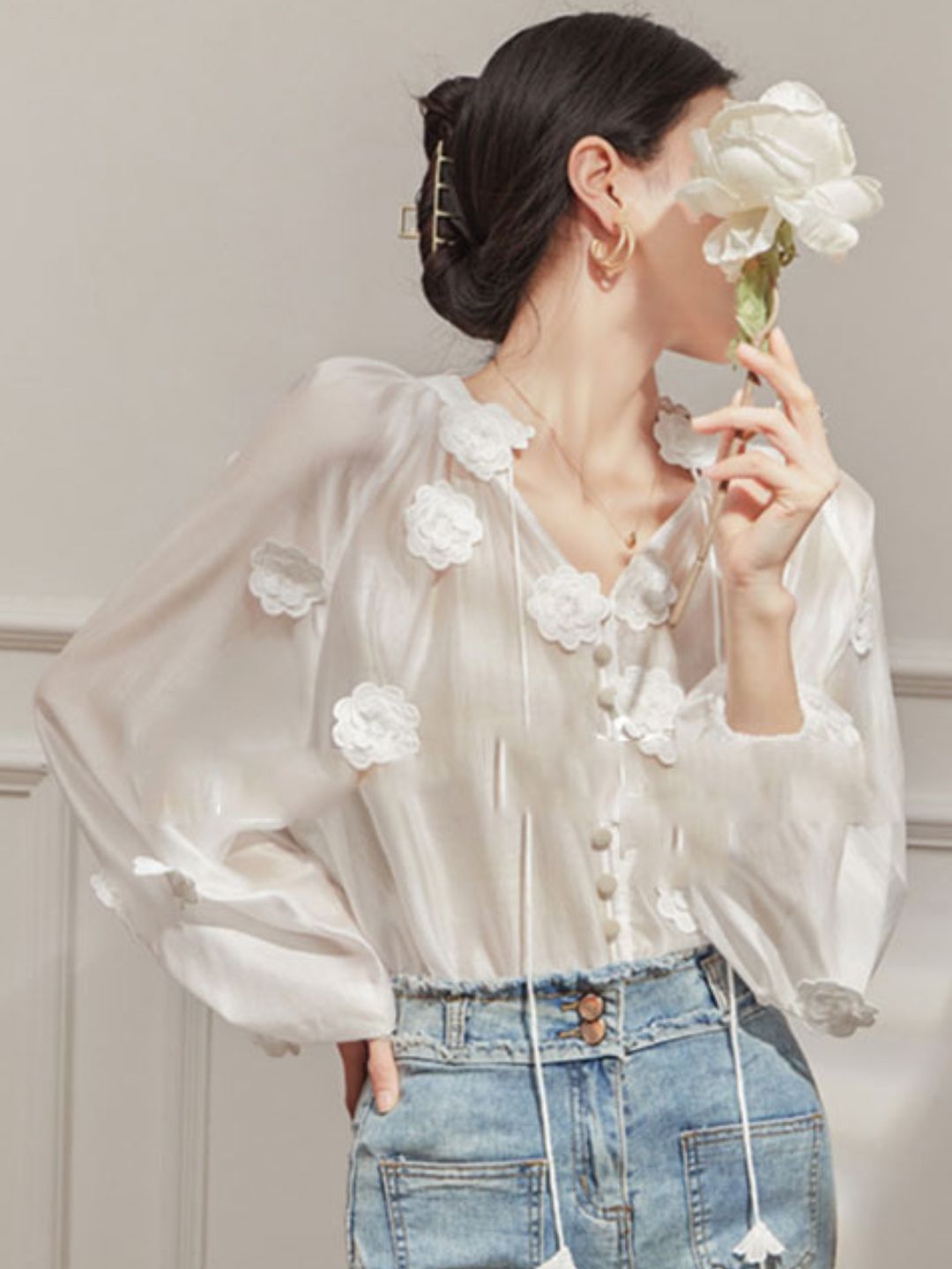 Embroidered Flower Top