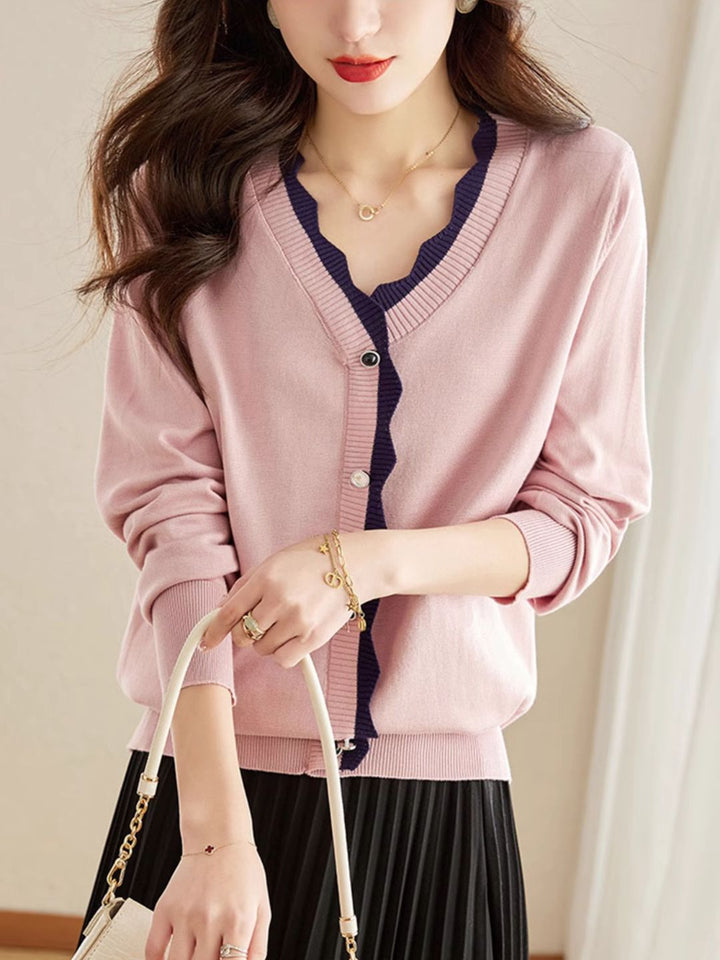 Loose V-neck Knitted Top