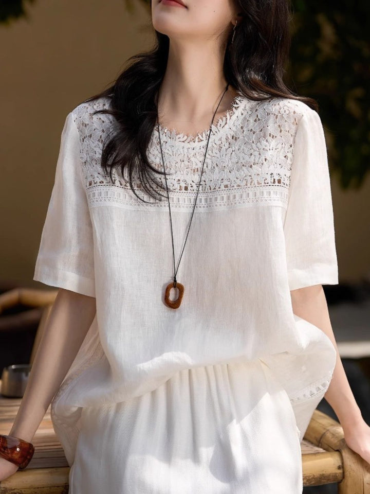 Lace Loose Crewneck Top