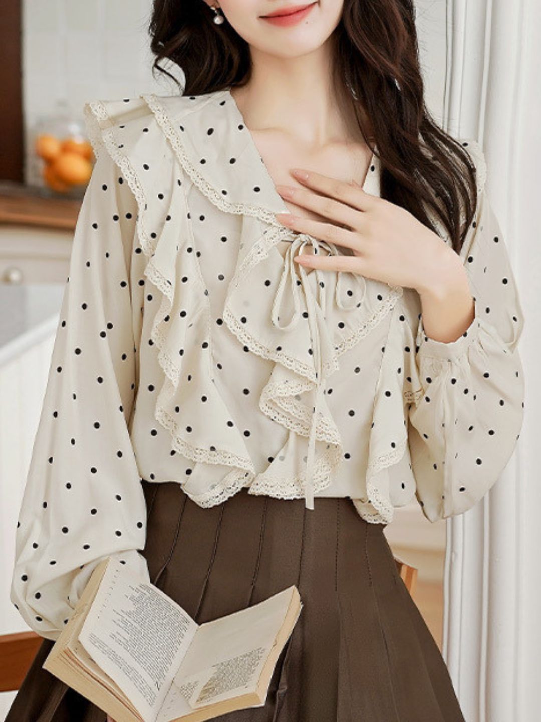 Retro Ruffled Polka Dot Top