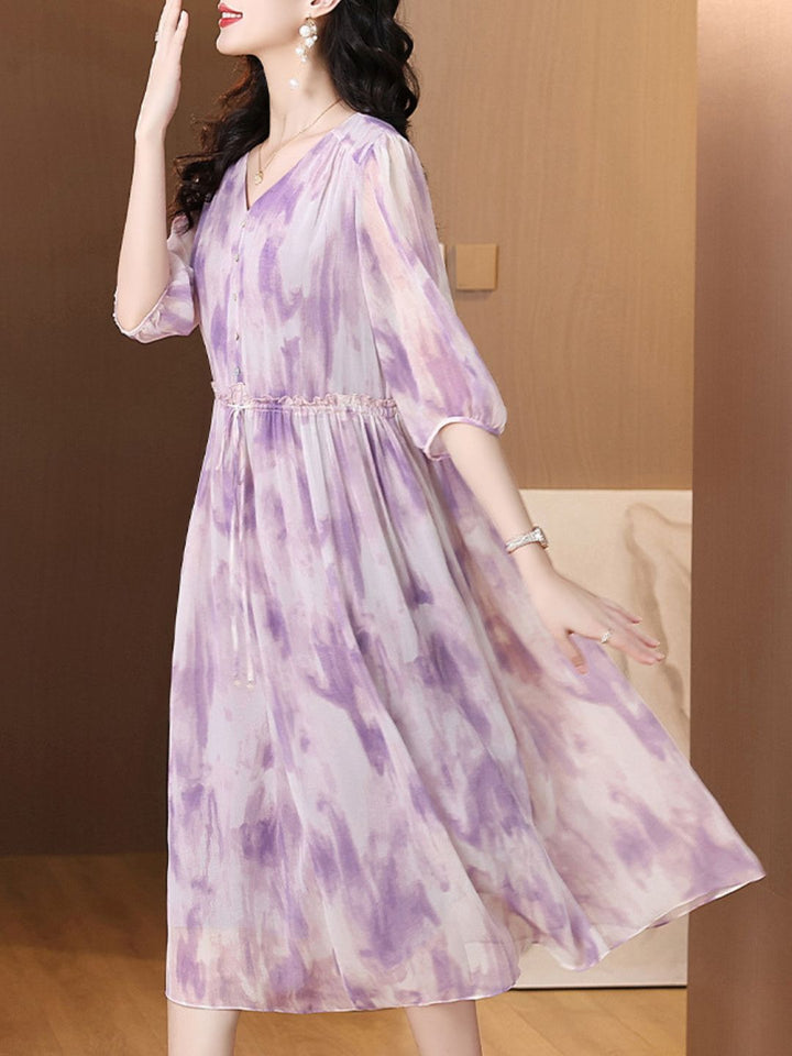 Clear Gradient Purple Print Dress