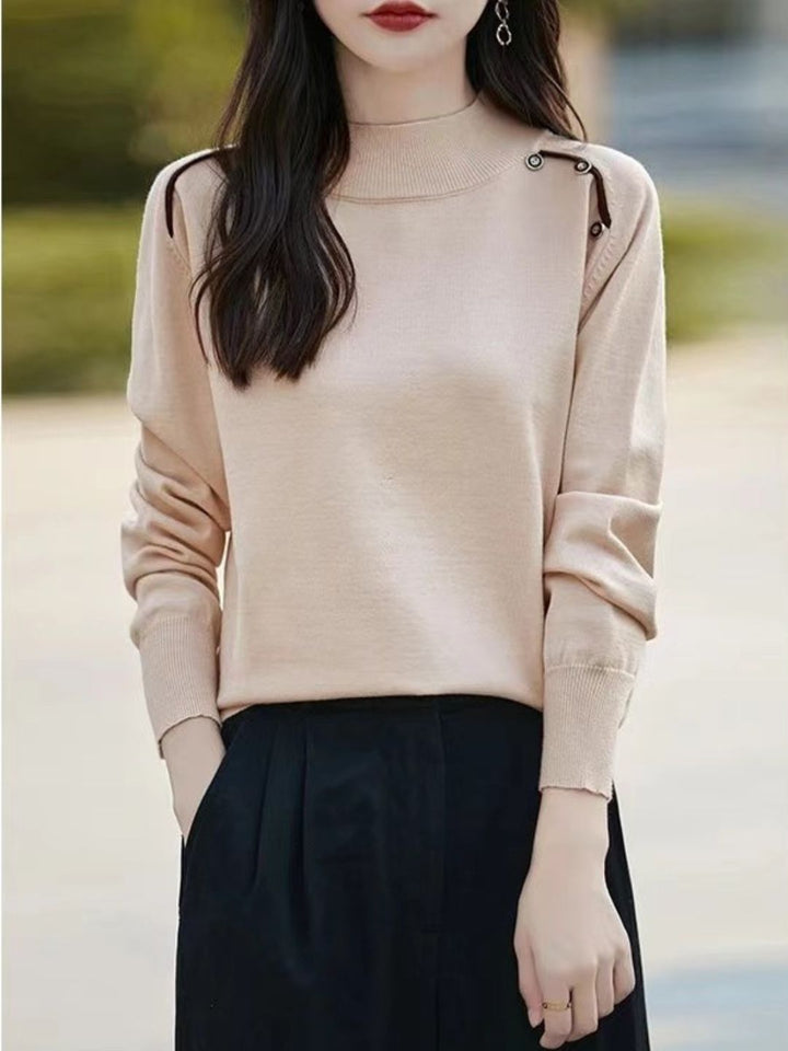 Classic Turtleneck Solid Color Knitted Sweater - Yellow