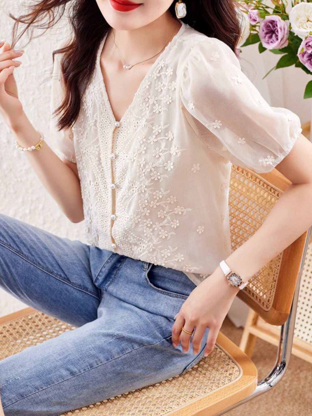 Versatile Puff Sleeve Temperament T-shirt Top