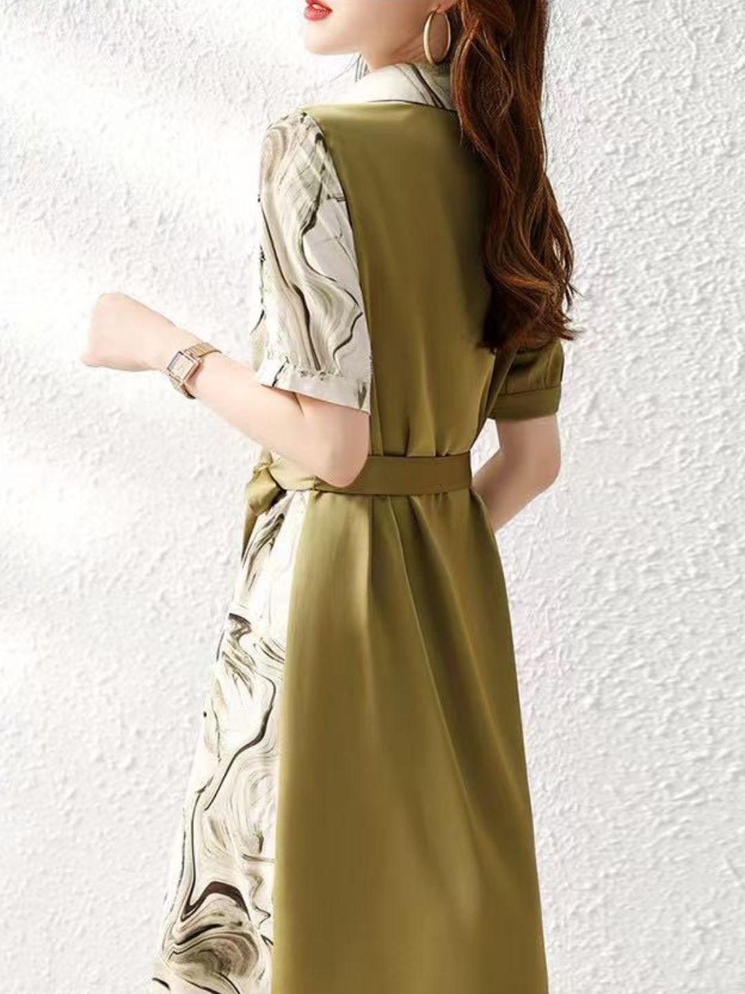 Retro Colorblock Print Shirt Dress