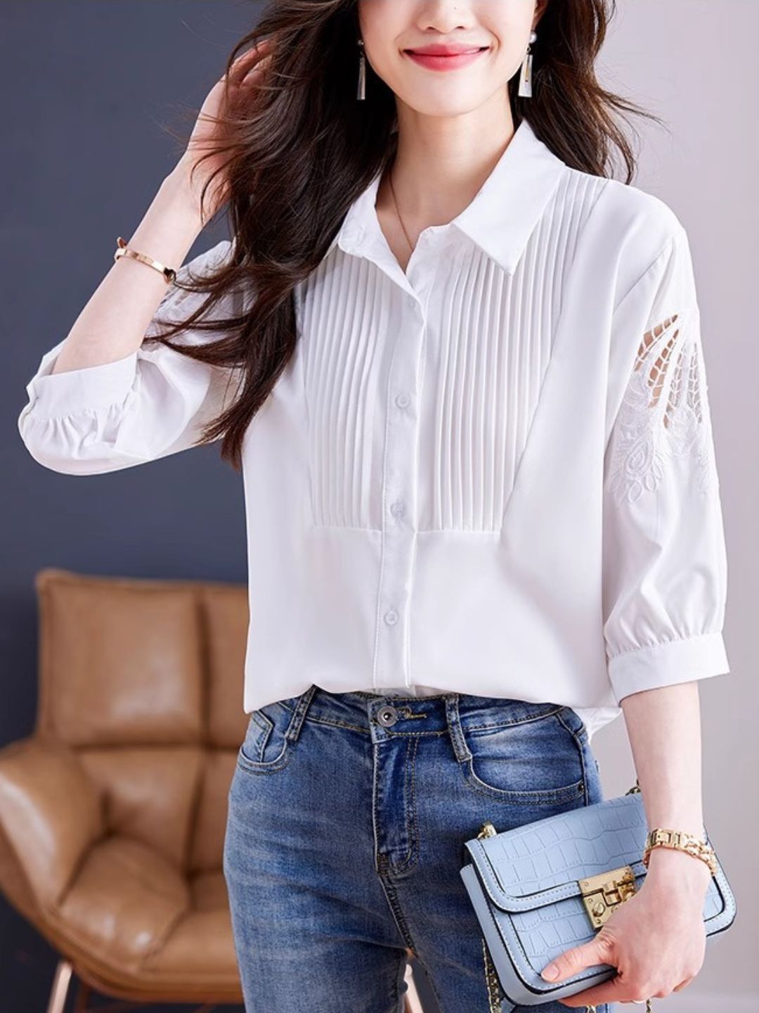 Lapel Chiffon Shirt