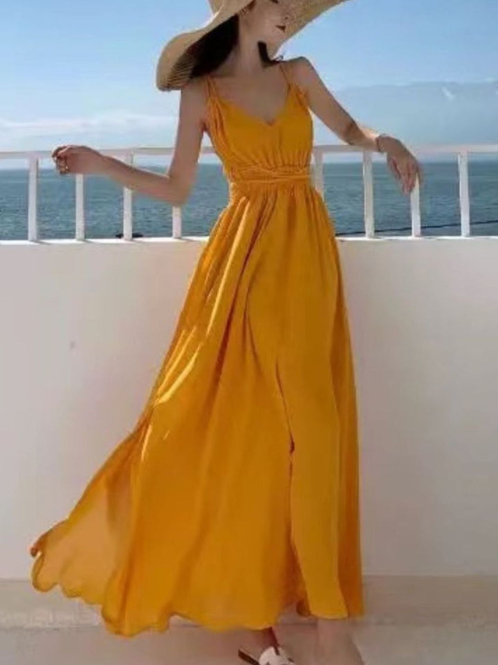 Yellow Backless Dress