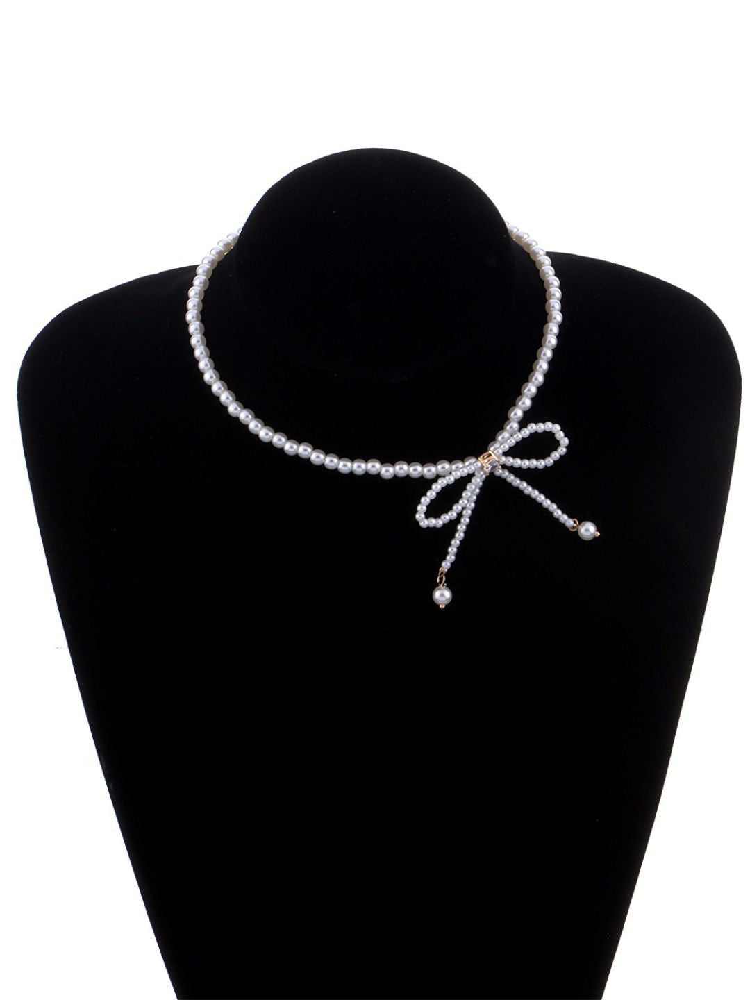 BOWKNOT FAUX PEARL NECKLACE