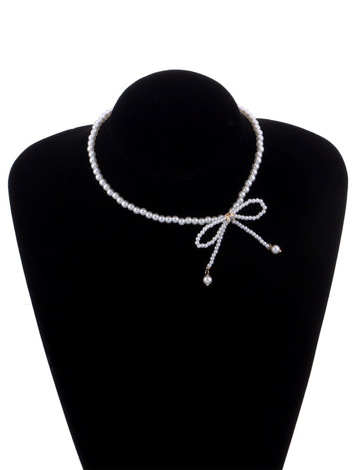 BOWKNOT FAUX PEARL NECKLACE