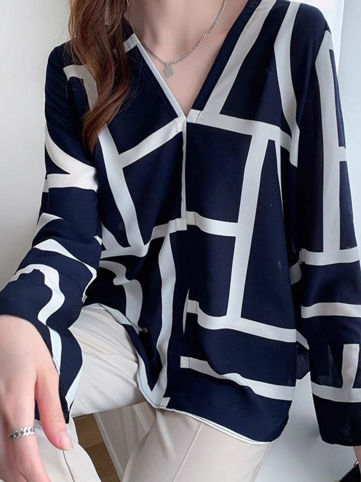 V-neck Fashionable Chiffon Shirt